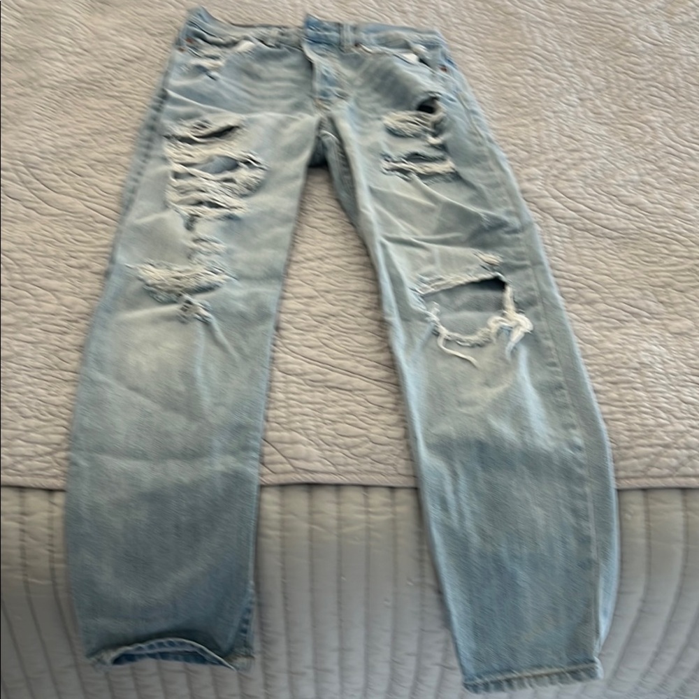 Abercrombie & Fitch Light Blue Distressed Jeans